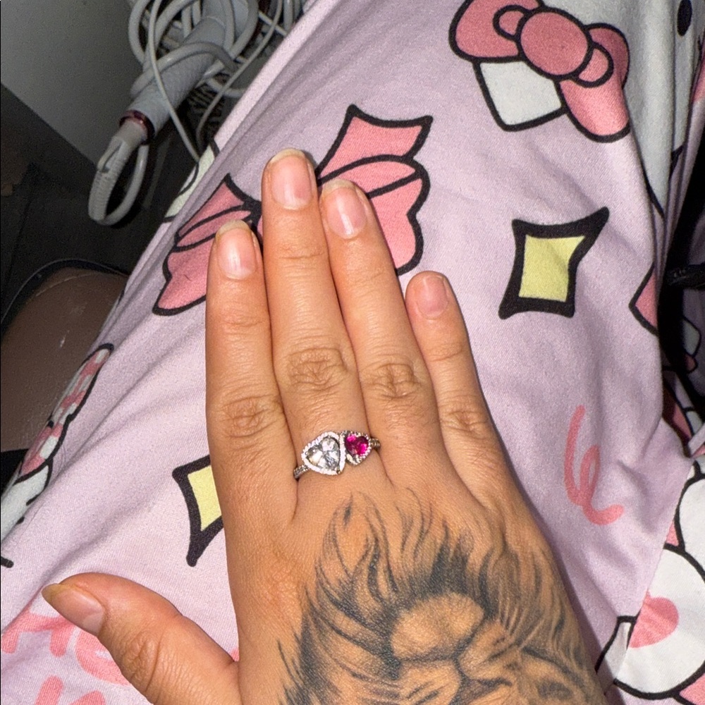 Pandora Silver Ring With Pink Gem - image 3